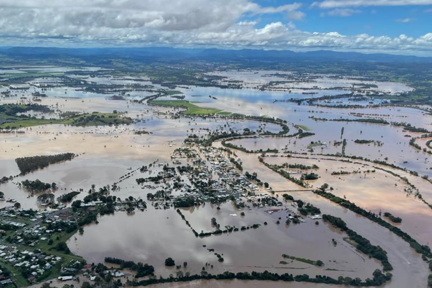 March 2022 NSW floods view from NRMA helicopter