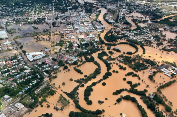 Aerial view of NSW floods March 2022